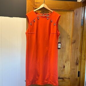 Tommy Hilfiger Bright Orange Fitted Professional Dress
